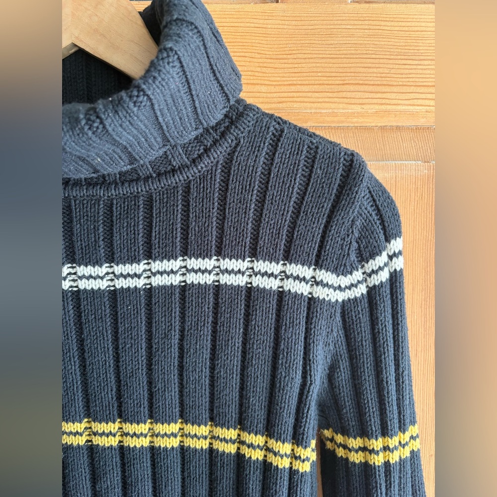 Tommy Hilfiger Heritage Stripe Black Turtleneck Sweater | Americana | Medium - Picture 3 of 7
